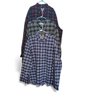 Lot of 3 Foundry Shirt Mens 4XL Striped Plaid Long Sleeve Button Up Easy Care